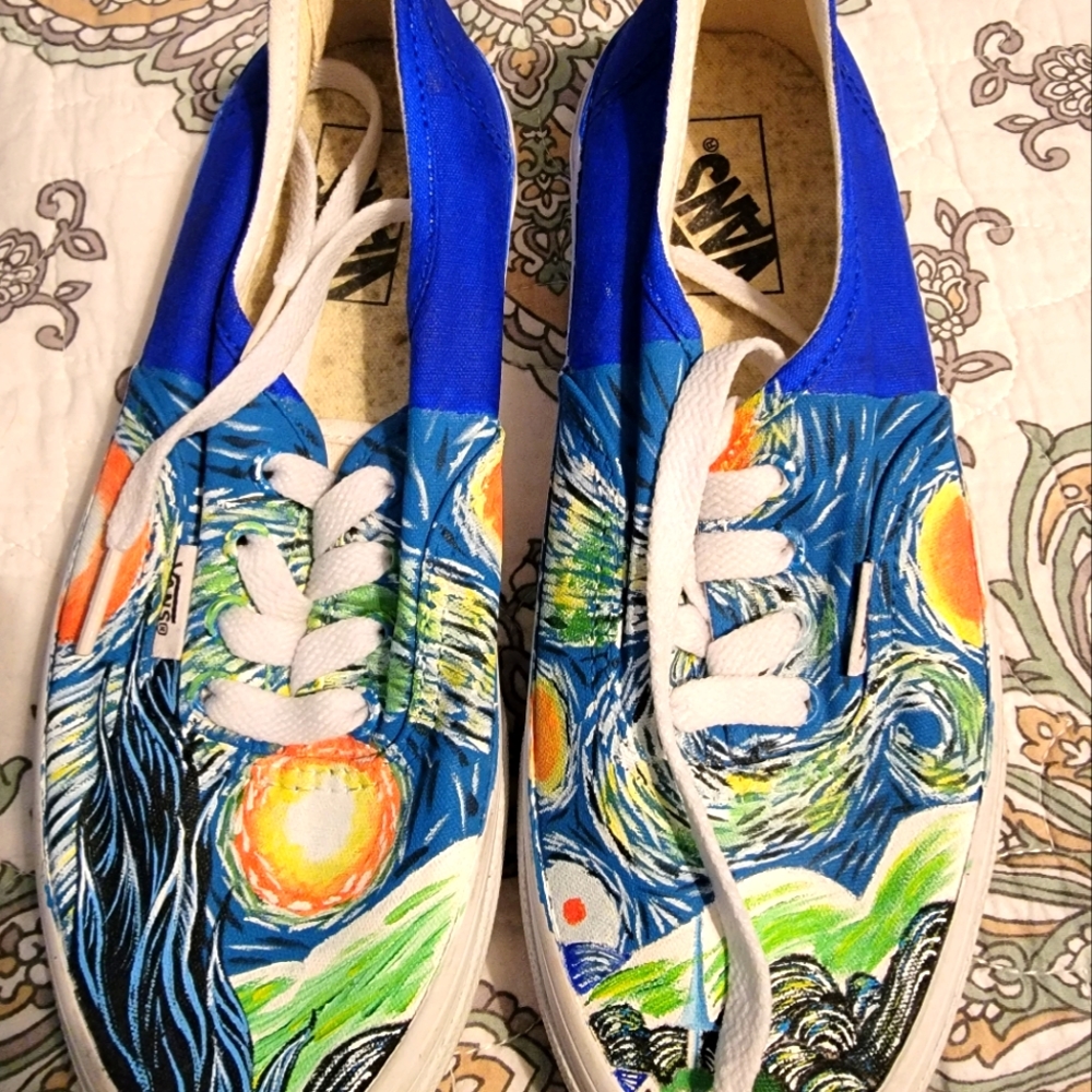 NWOB VANS Vincent VanGogh hand pInted starry night